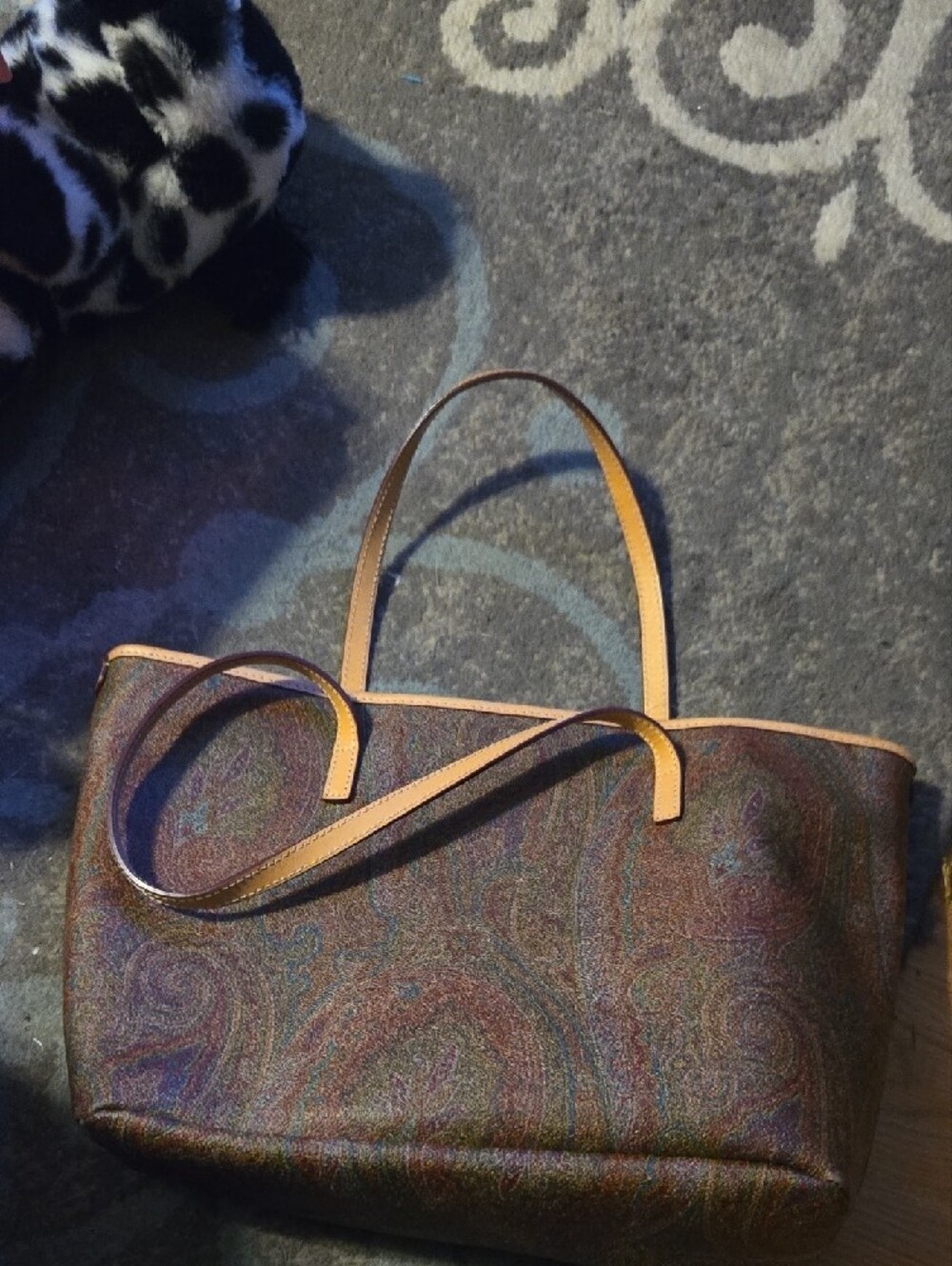 Etro Multicolor Paisley Tote with Tan Leather Handles - Picture 4 of 6